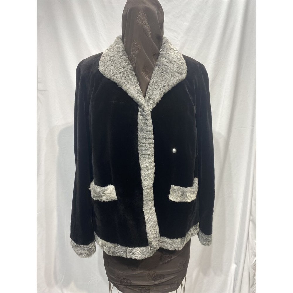 Black Sheared Mink With Grey Persian Lamb Trim